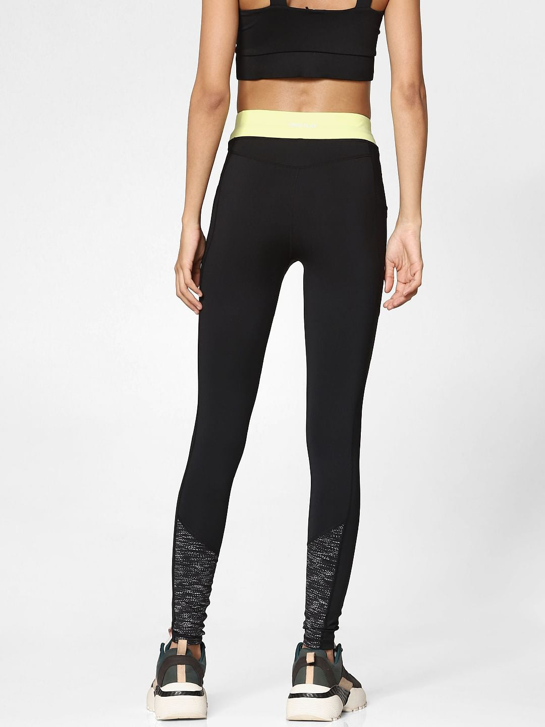 Black Mid Rise Running Tights