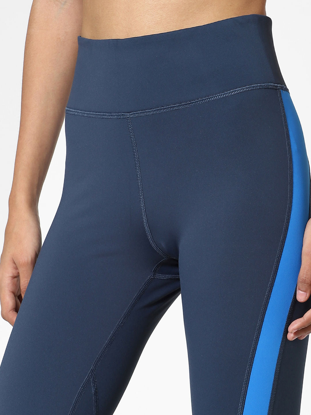 Blue High Rise Colourblocked Training Tights