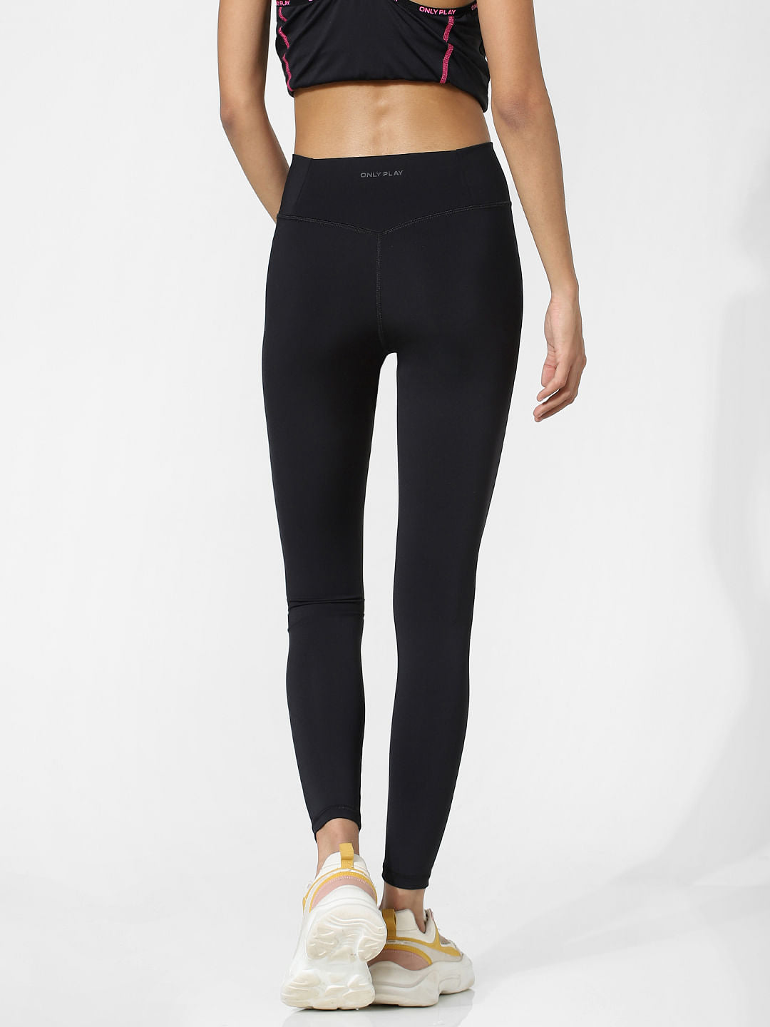 Black High Rise Logo Print Training Tights
