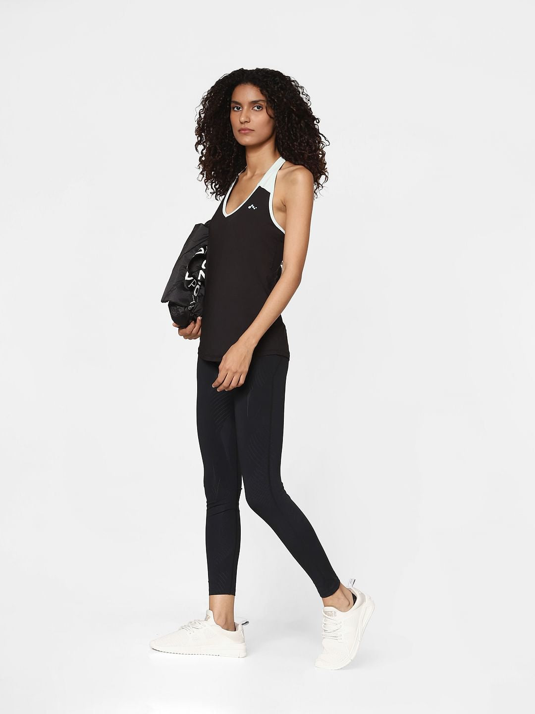 Black Colourblocked Training Vest Top