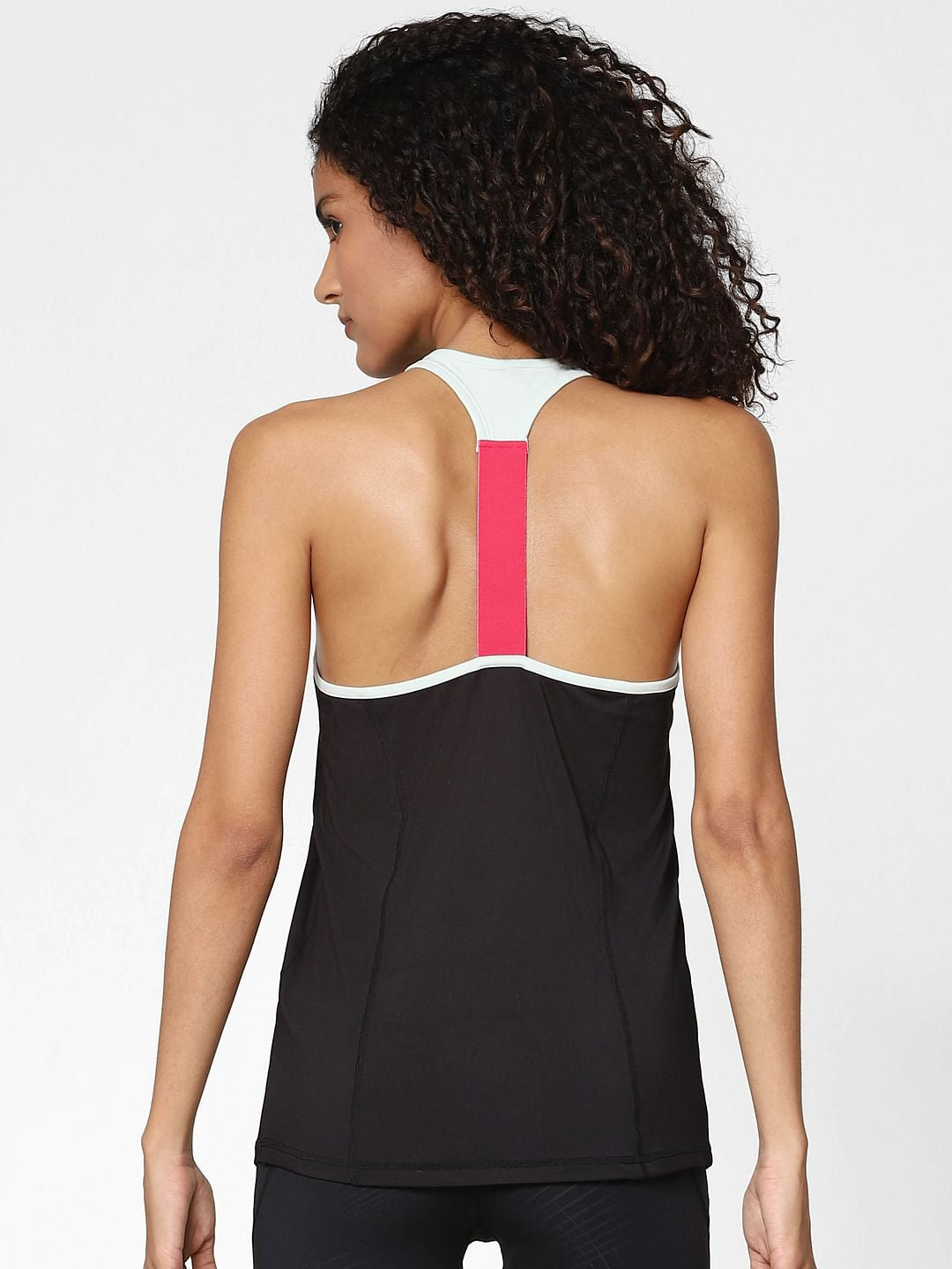 Black Colourblocked Training Vest Top