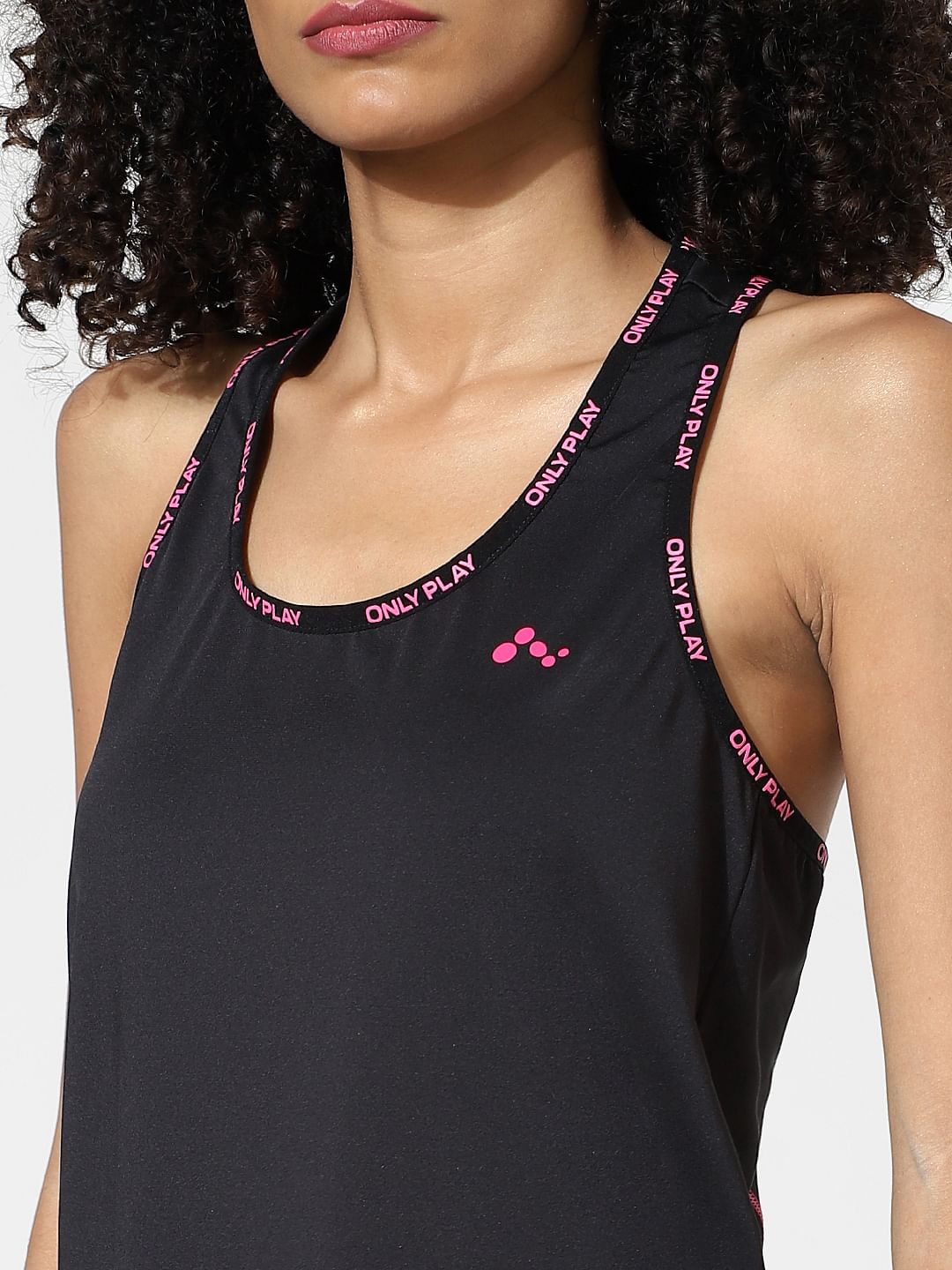 Black Logo Print Training Tank Top