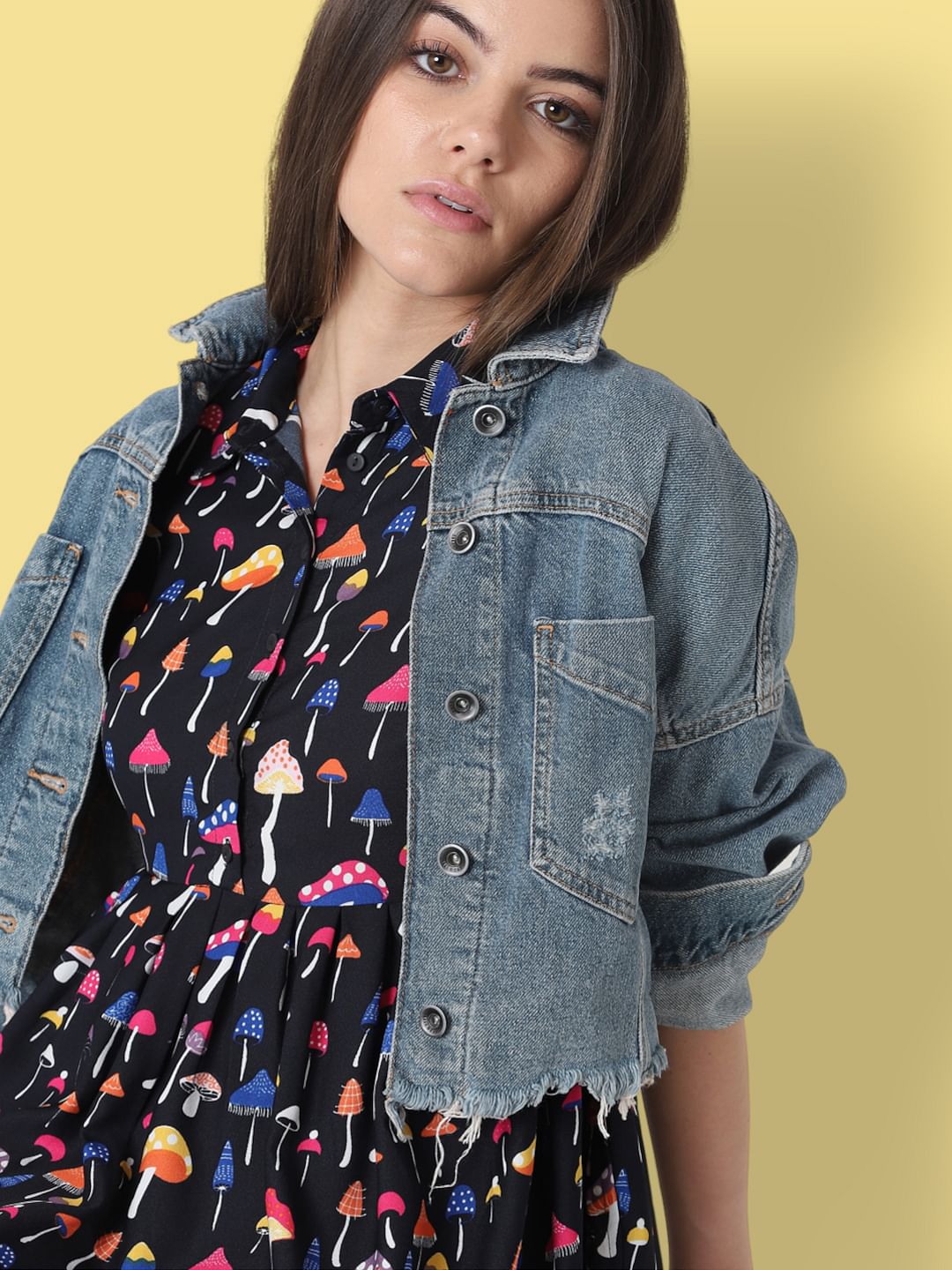 Black Mushroom Print Fit & Flare Dress