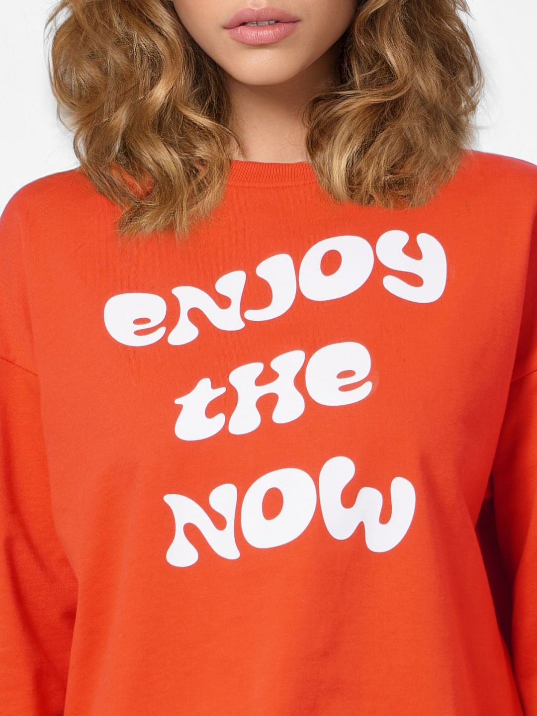 Red Typographic Print Sweatshirt