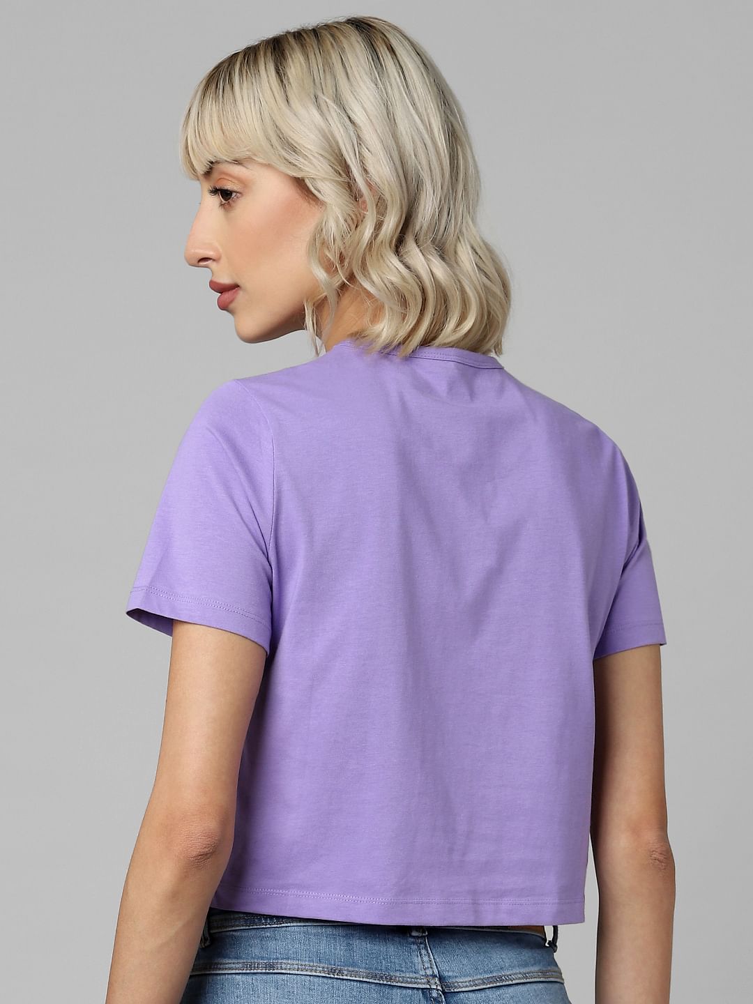 Purple Text Print T-Shirt