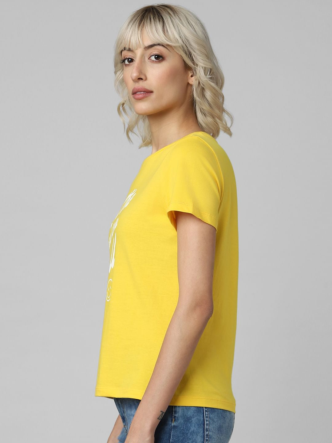Yellow Slogan Print T-Shirt