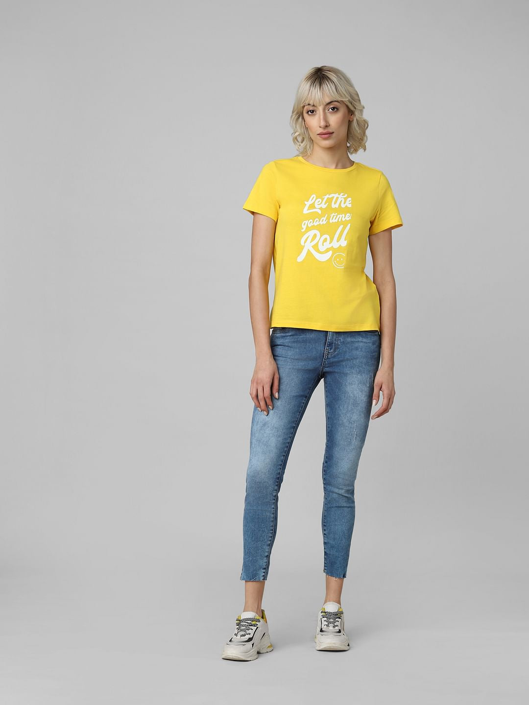 Yellow Slogan Print T-Shirt