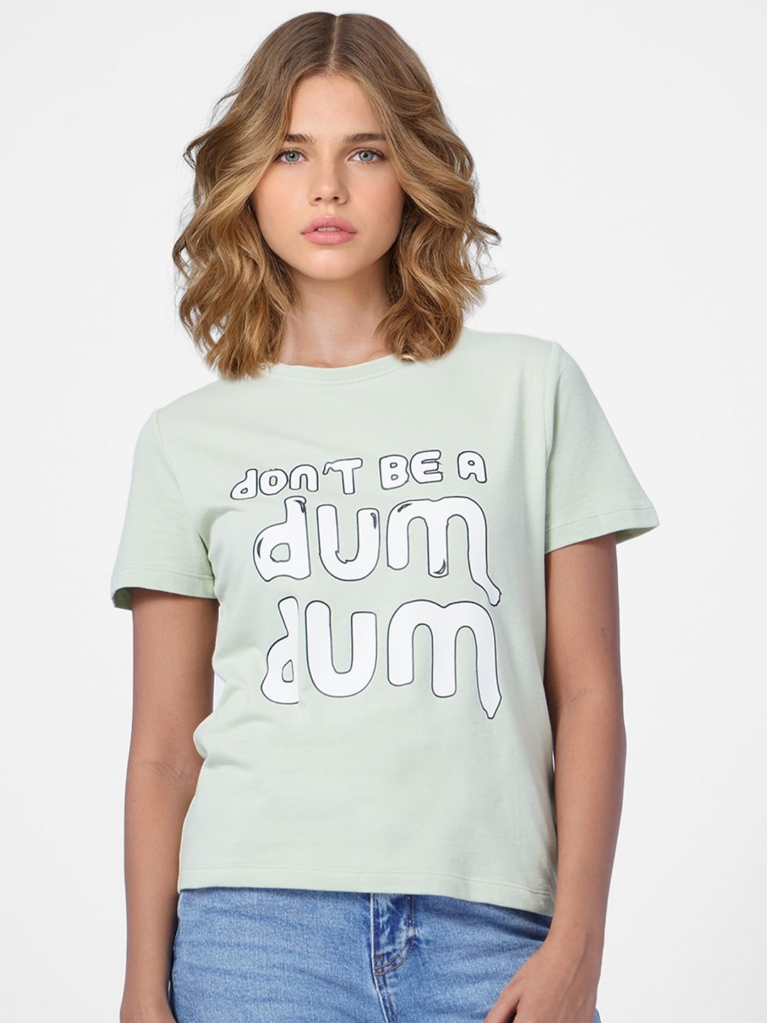 Green Slogan Print T-Shirt