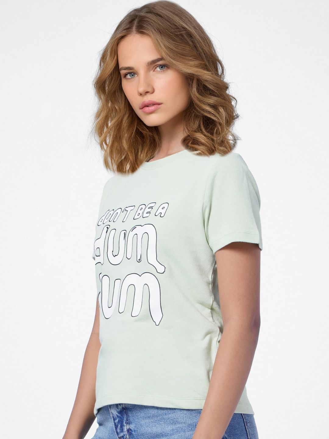 Green Slogan Print T-Shirt