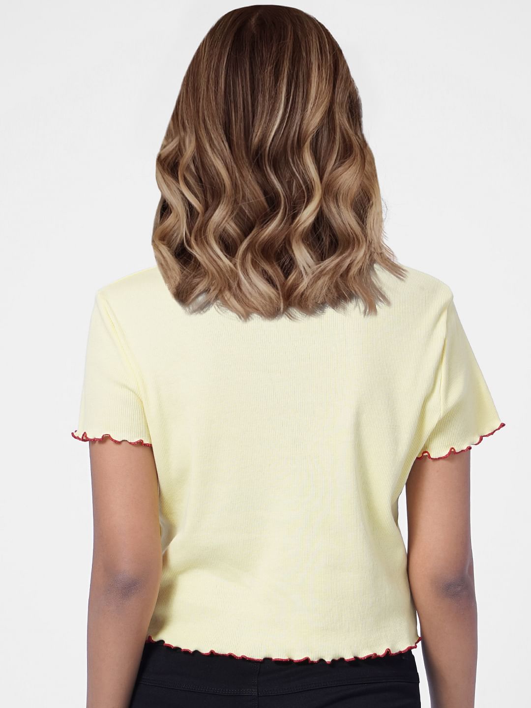 Yellow Text Print T-Shirt