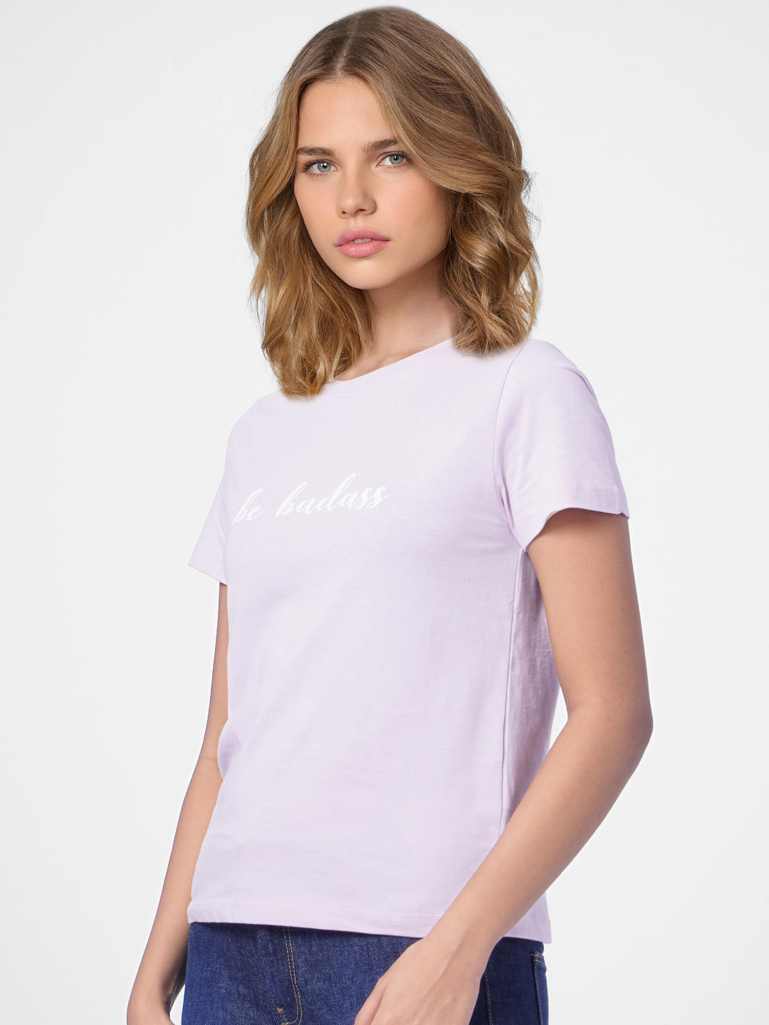 Lilac Text Print T-Shirt