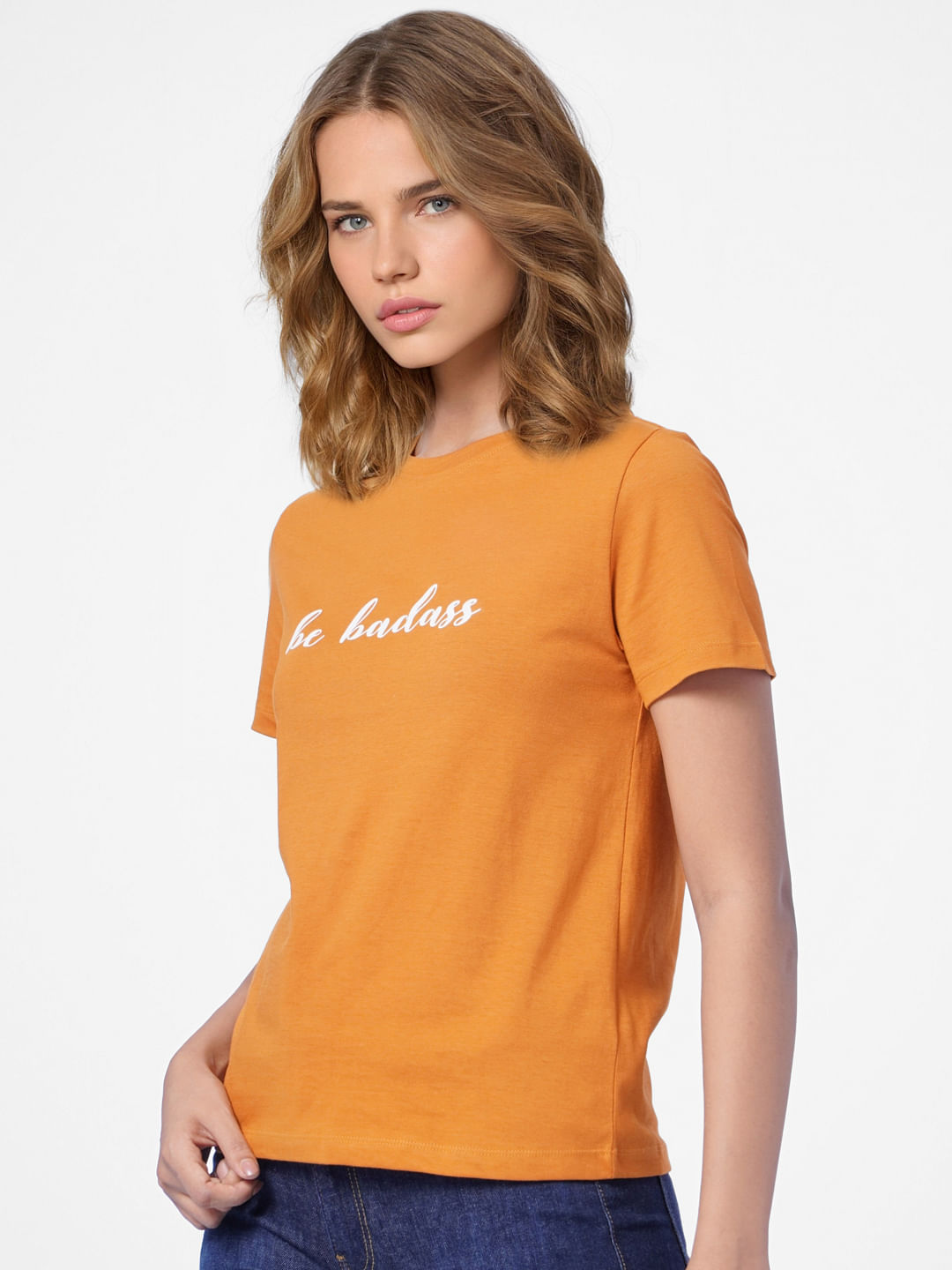 Brown Text Print T-Shirt