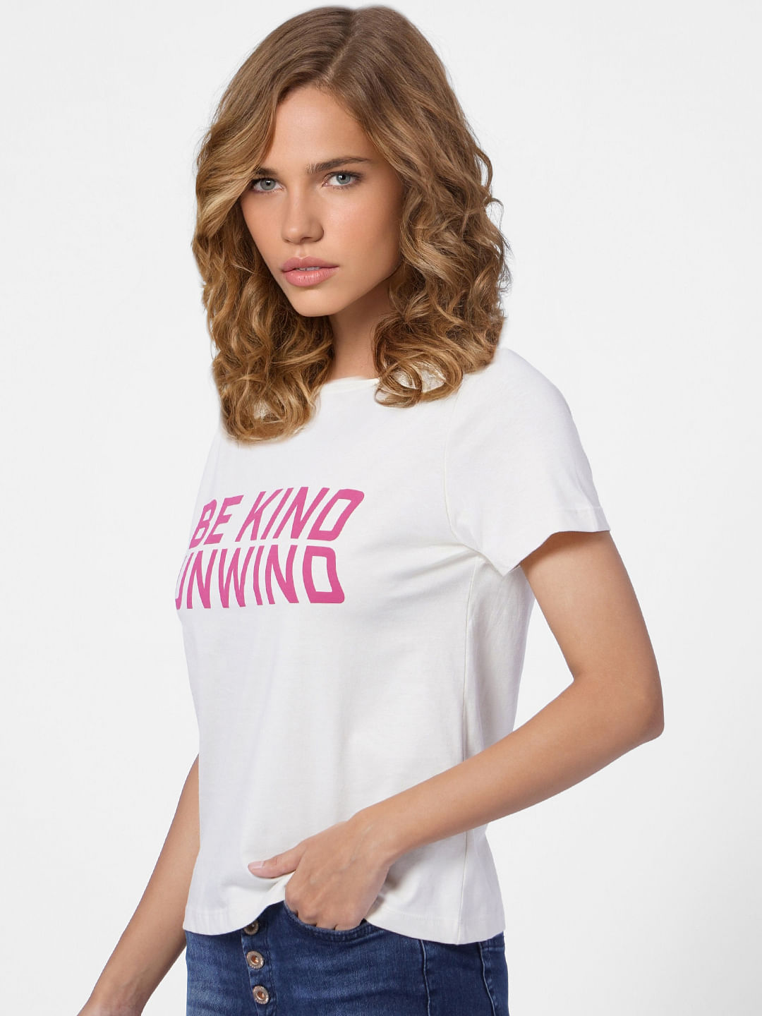 White Slogan Print T-Shirt
