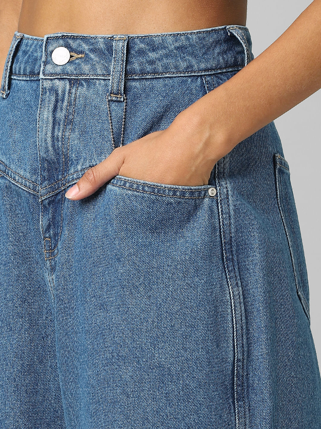 Blue High Rise Carrot Fit Jeans