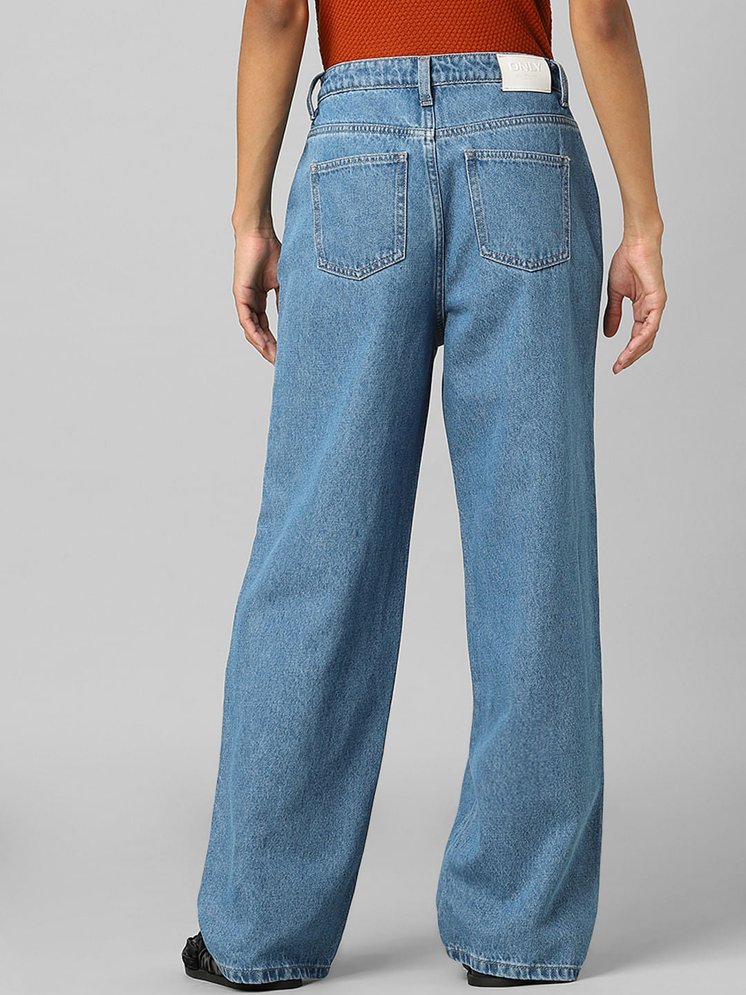 Blue High Rise Super Wide-Leg Jeans