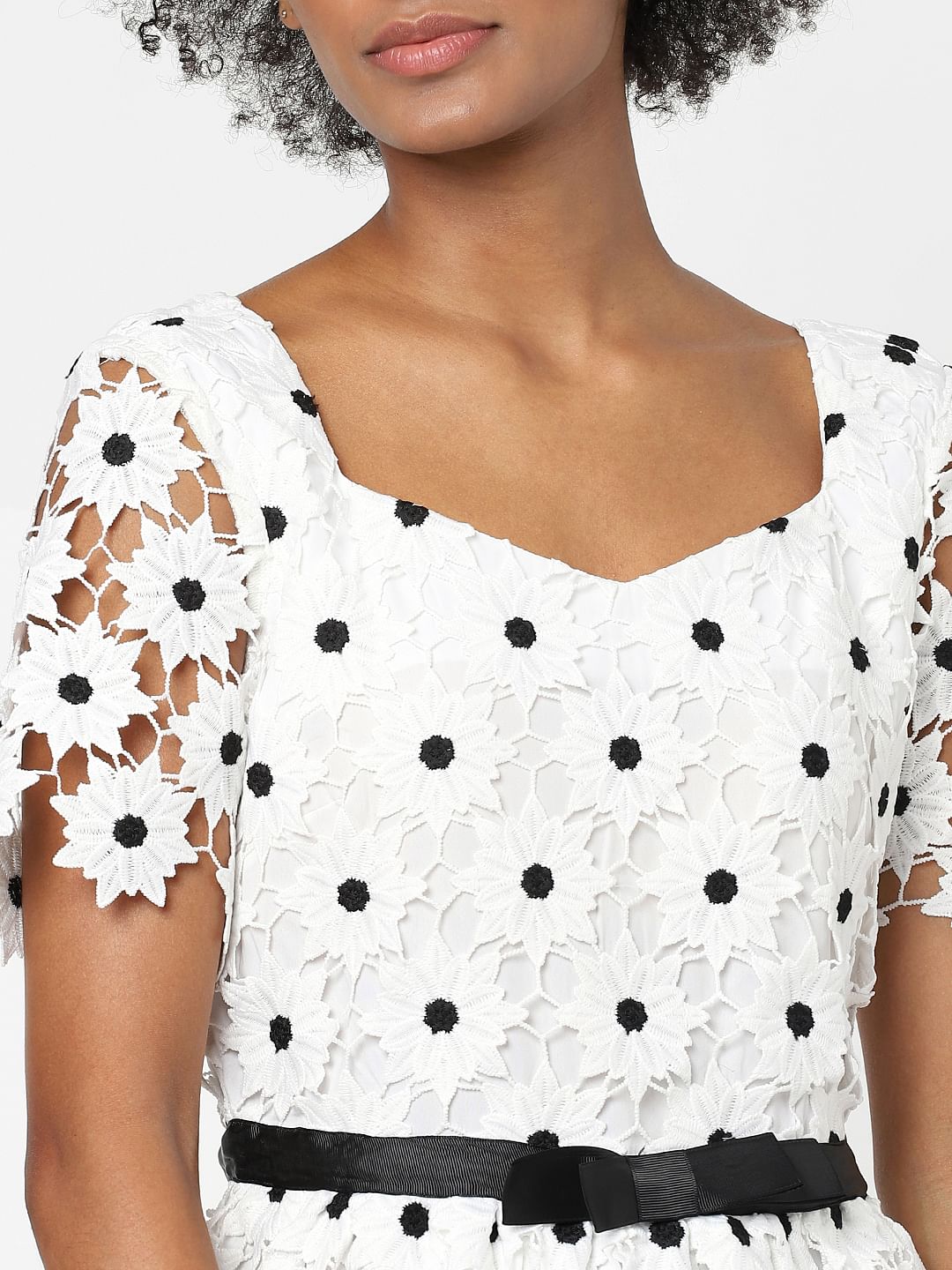 White Fit & Flare Lace Dress