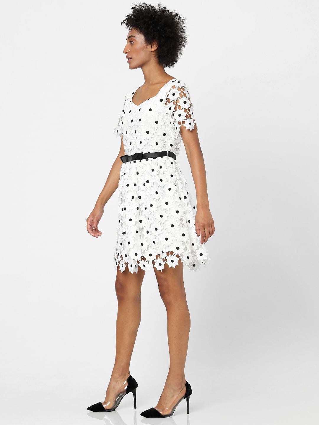 White Fit & Flare Lace Dress