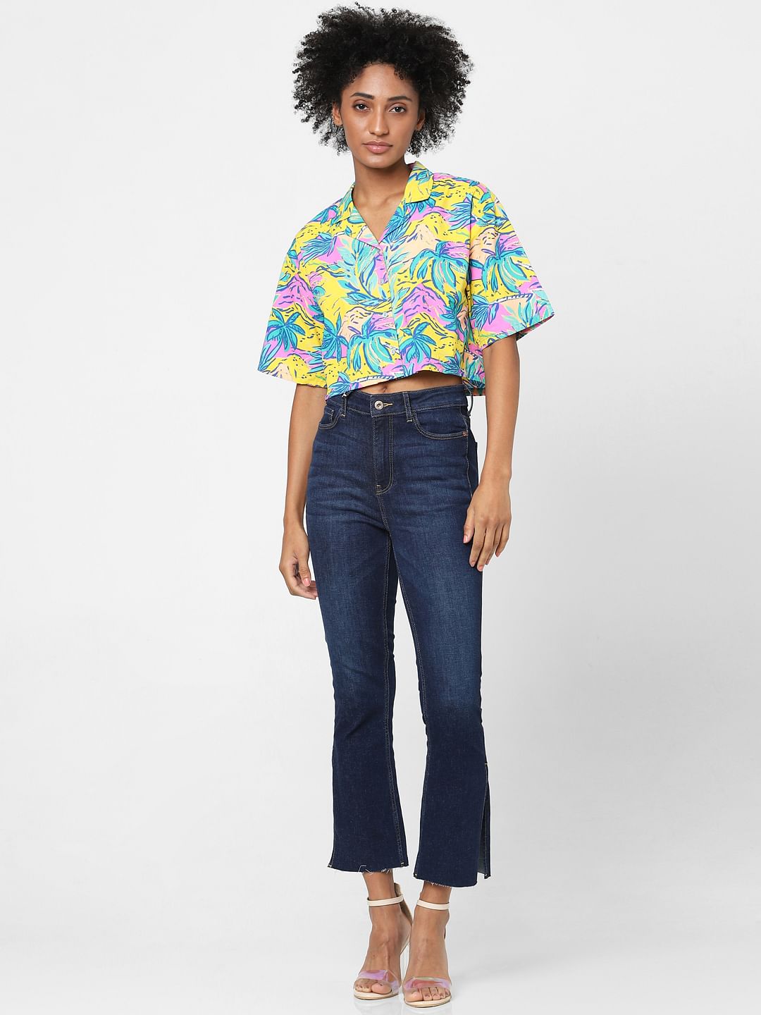 Yellow Tropical Print Resort Shirt