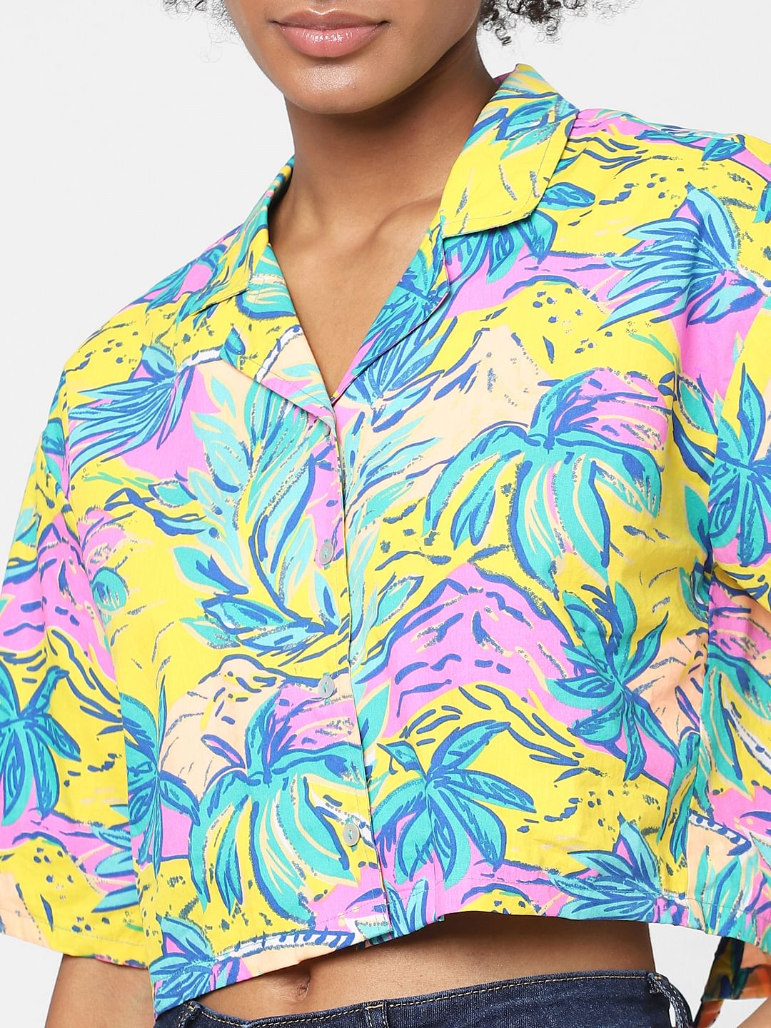 Yellow Tropical Print Resort Shirt