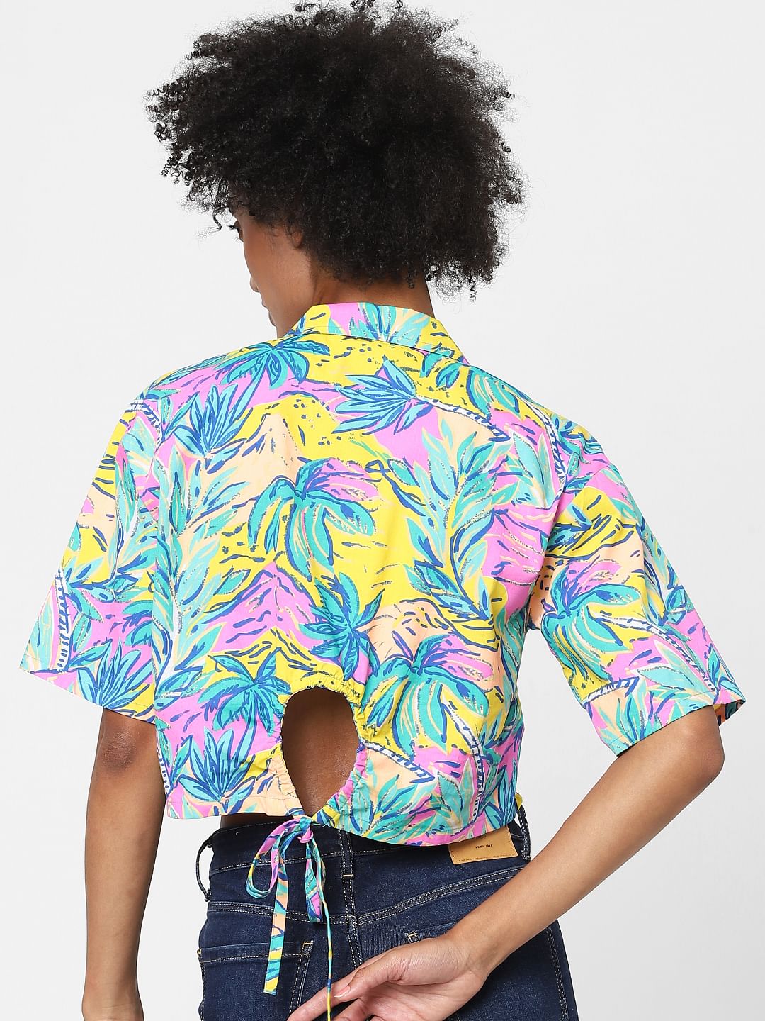 Yellow Tropical Print Resort Shirt