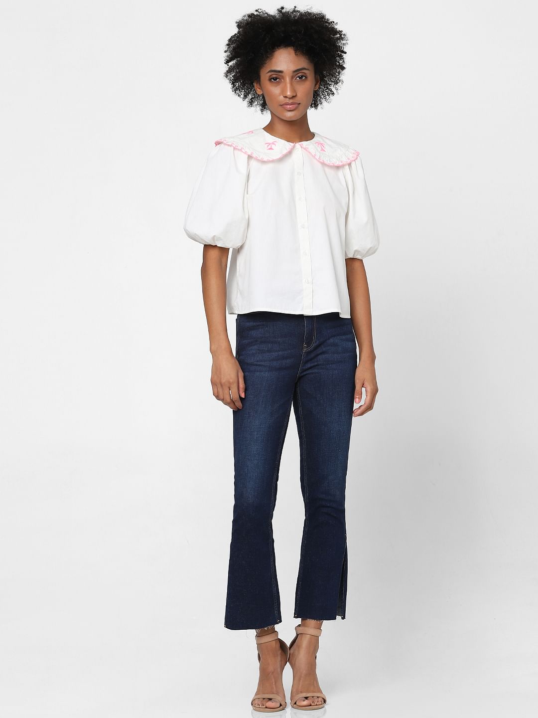 White Peter Pan Collared Shirt