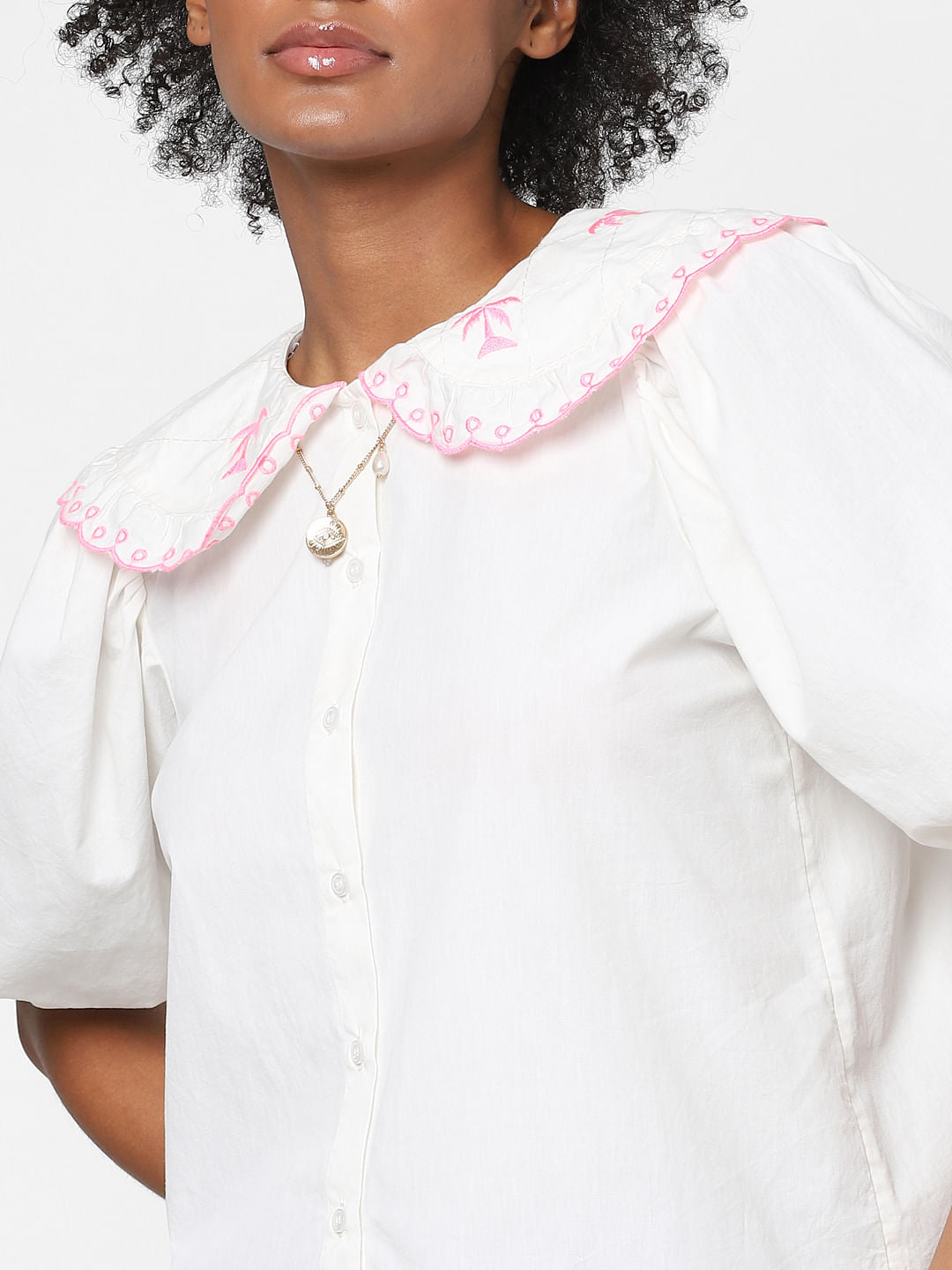 White Peter Pan Collared Shirt
