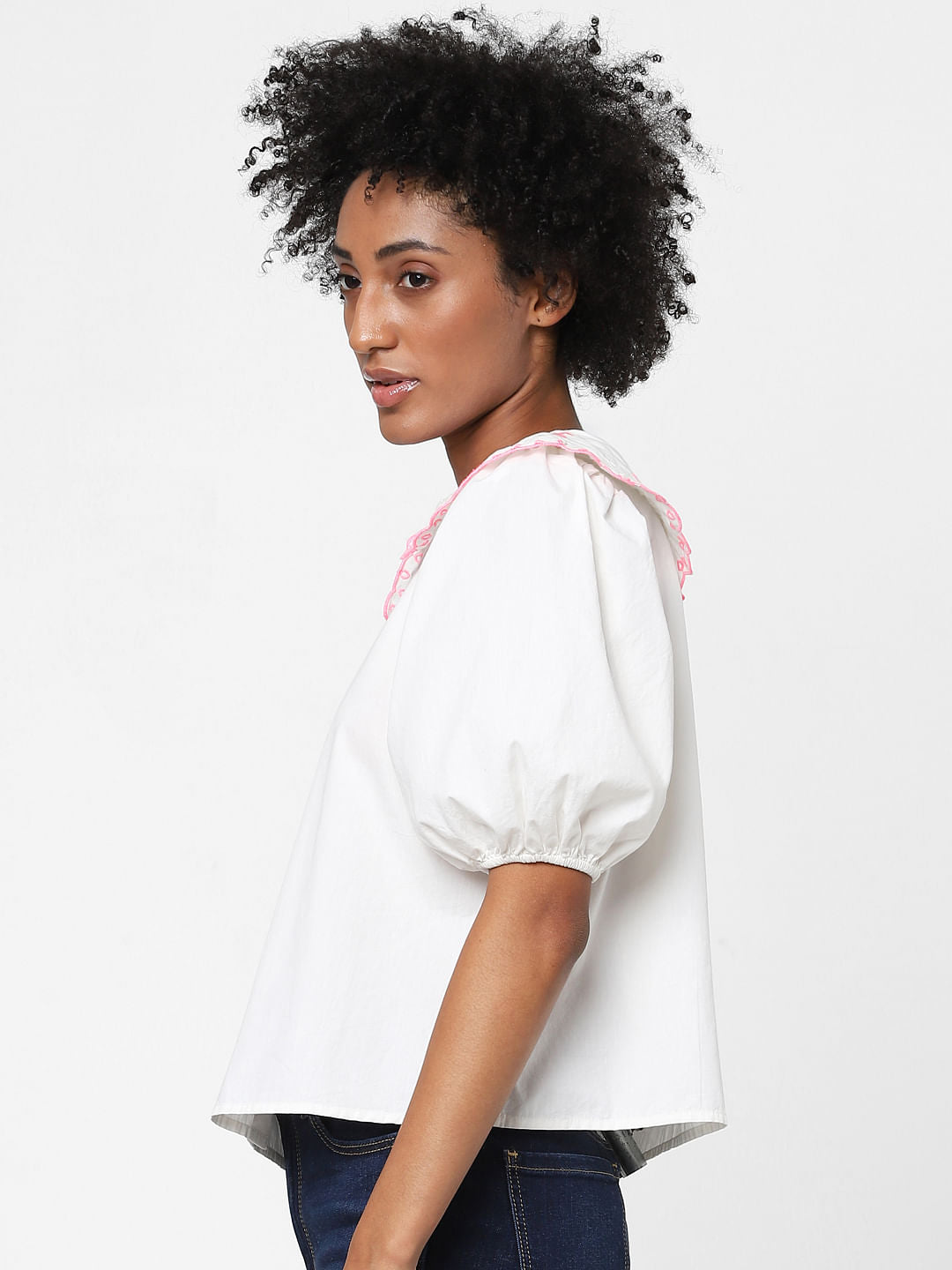 White Peter Pan Collared Shirt