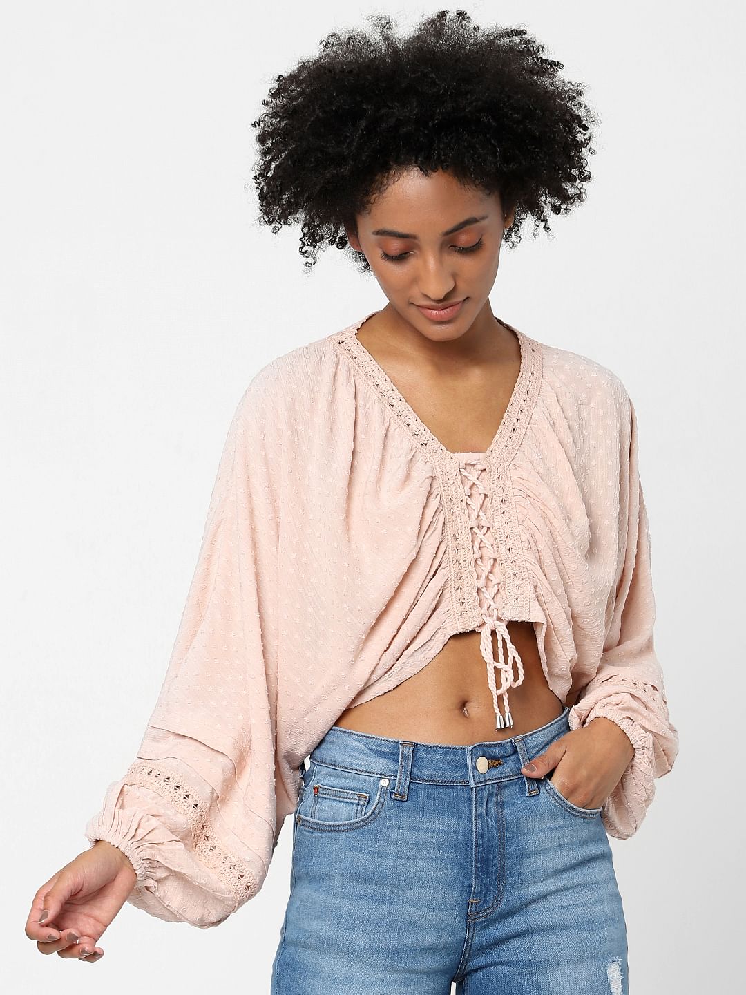 Pink Lace Crop Top