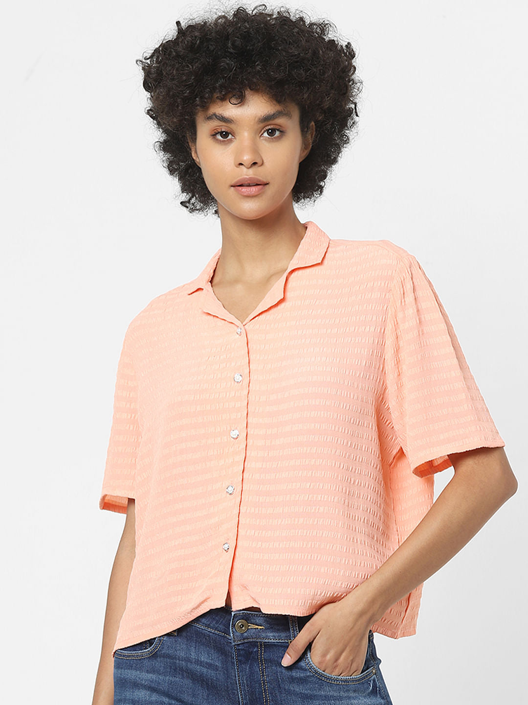 Peach Textured Shirt
