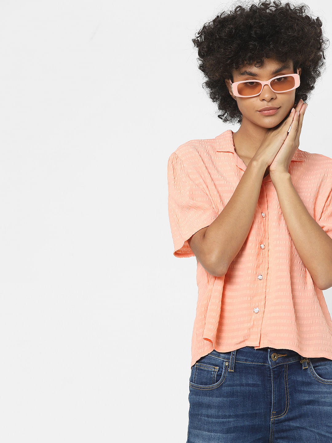 Peach Textured Shirt