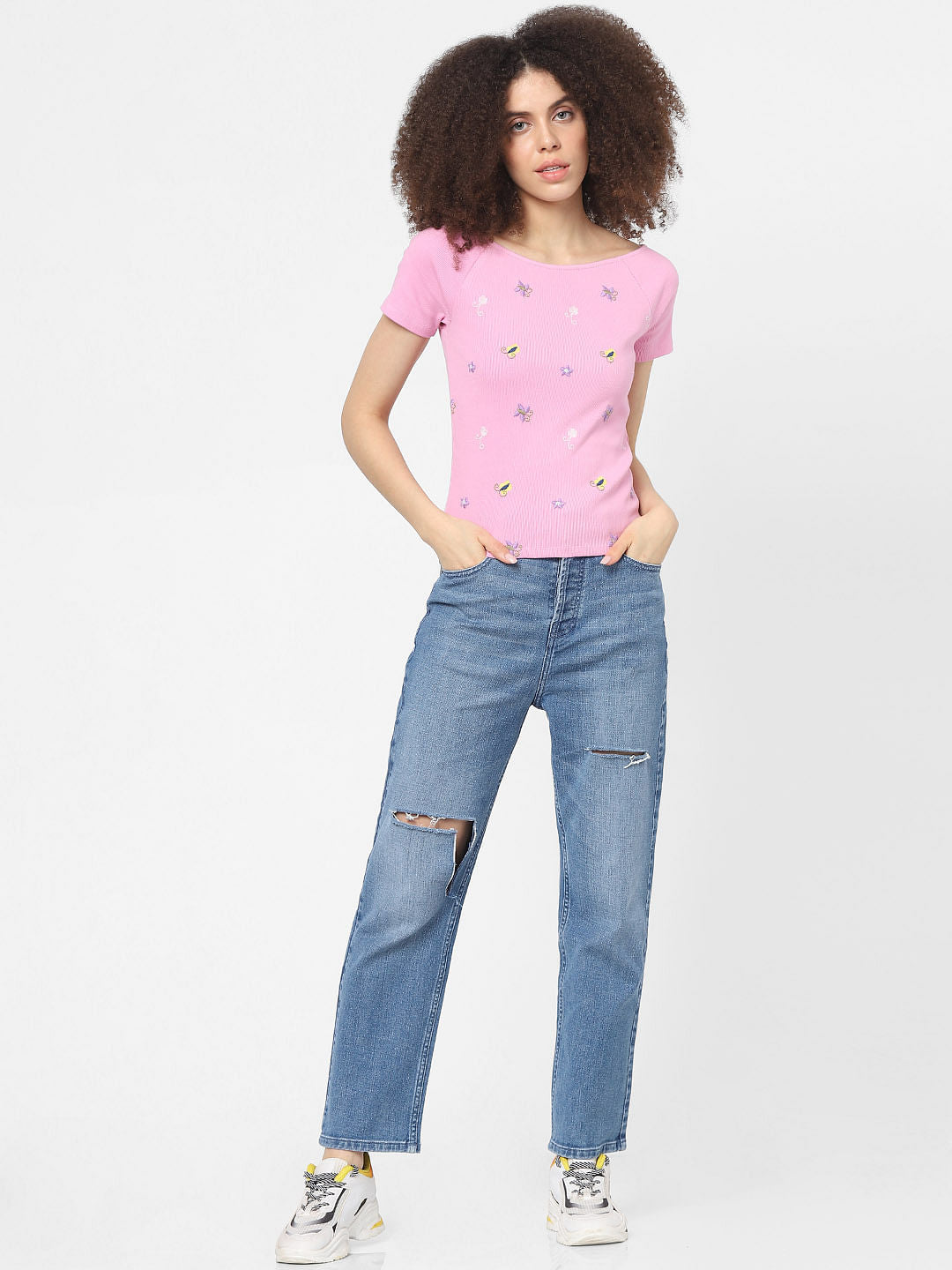 Pink Embroidered T-Shirt