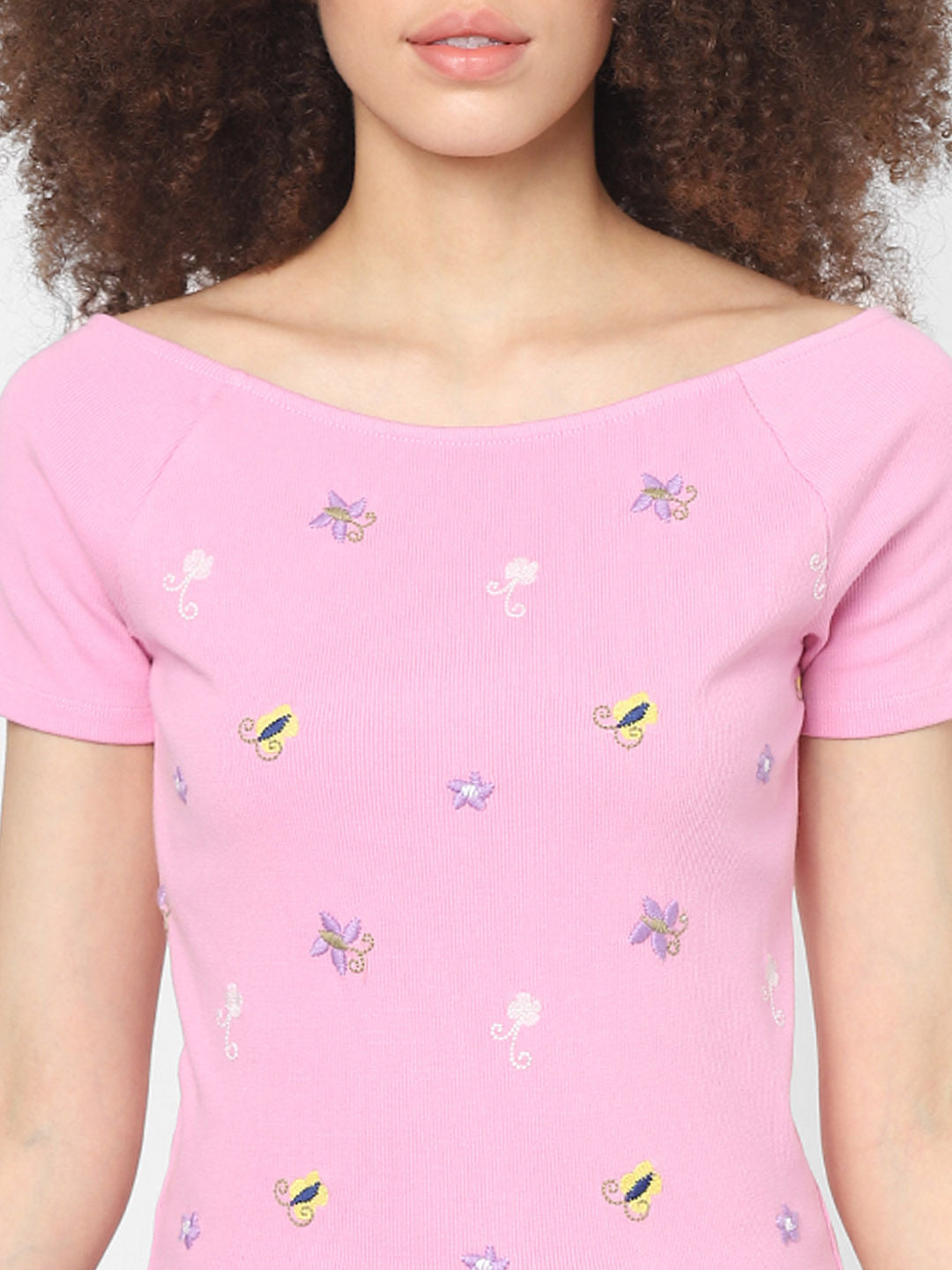 Pink Embroidered T-Shirt