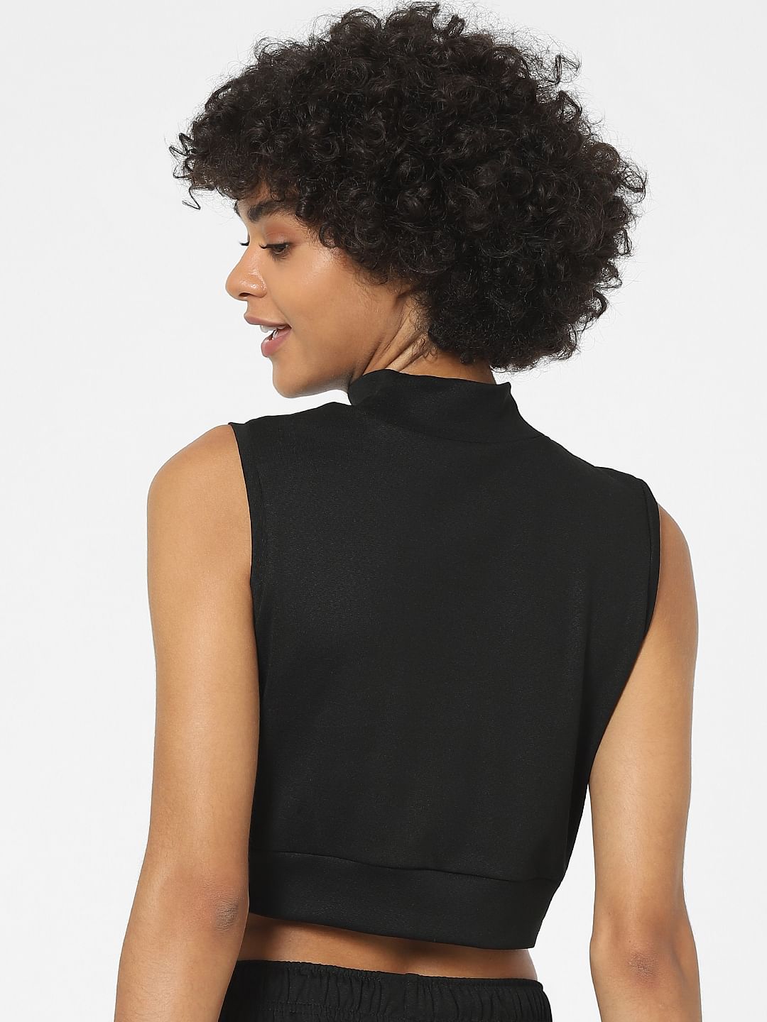 Black High Neck Co-Ord Crop Top