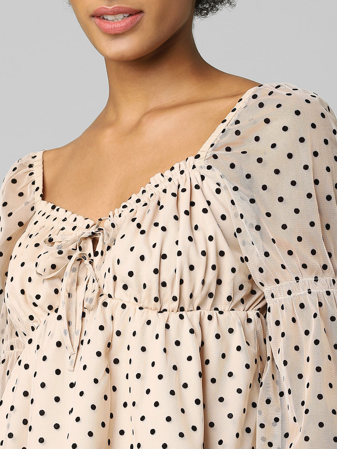 Beige Polka Dot Top