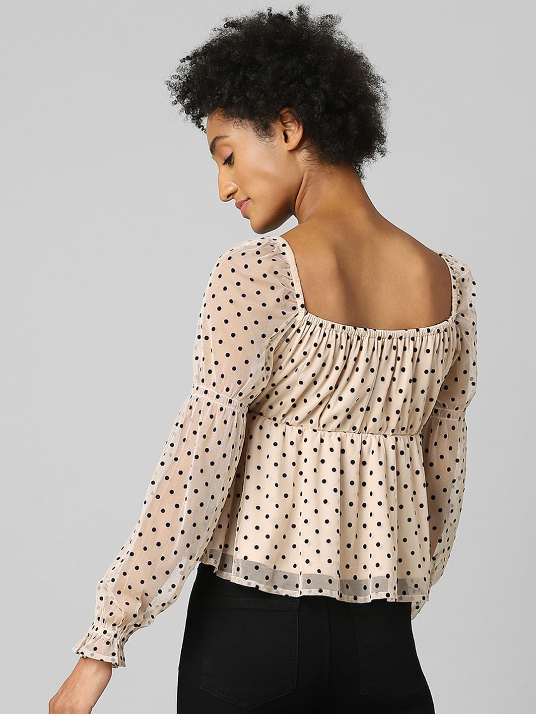 Beige Polka Dot Top