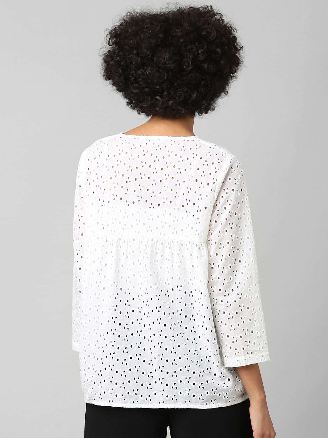 White Cut-Work Embroidery Shirt