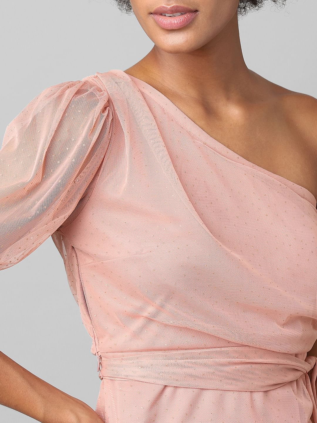 Pink One-Shoulder Mini Dress