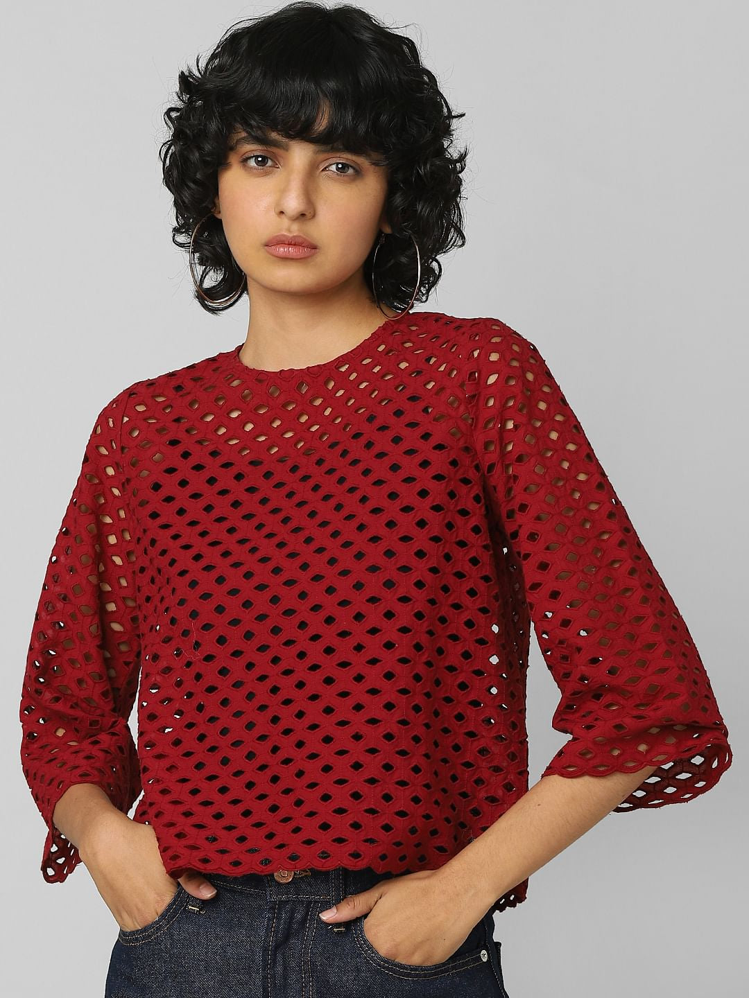 Red Hole Detail Top