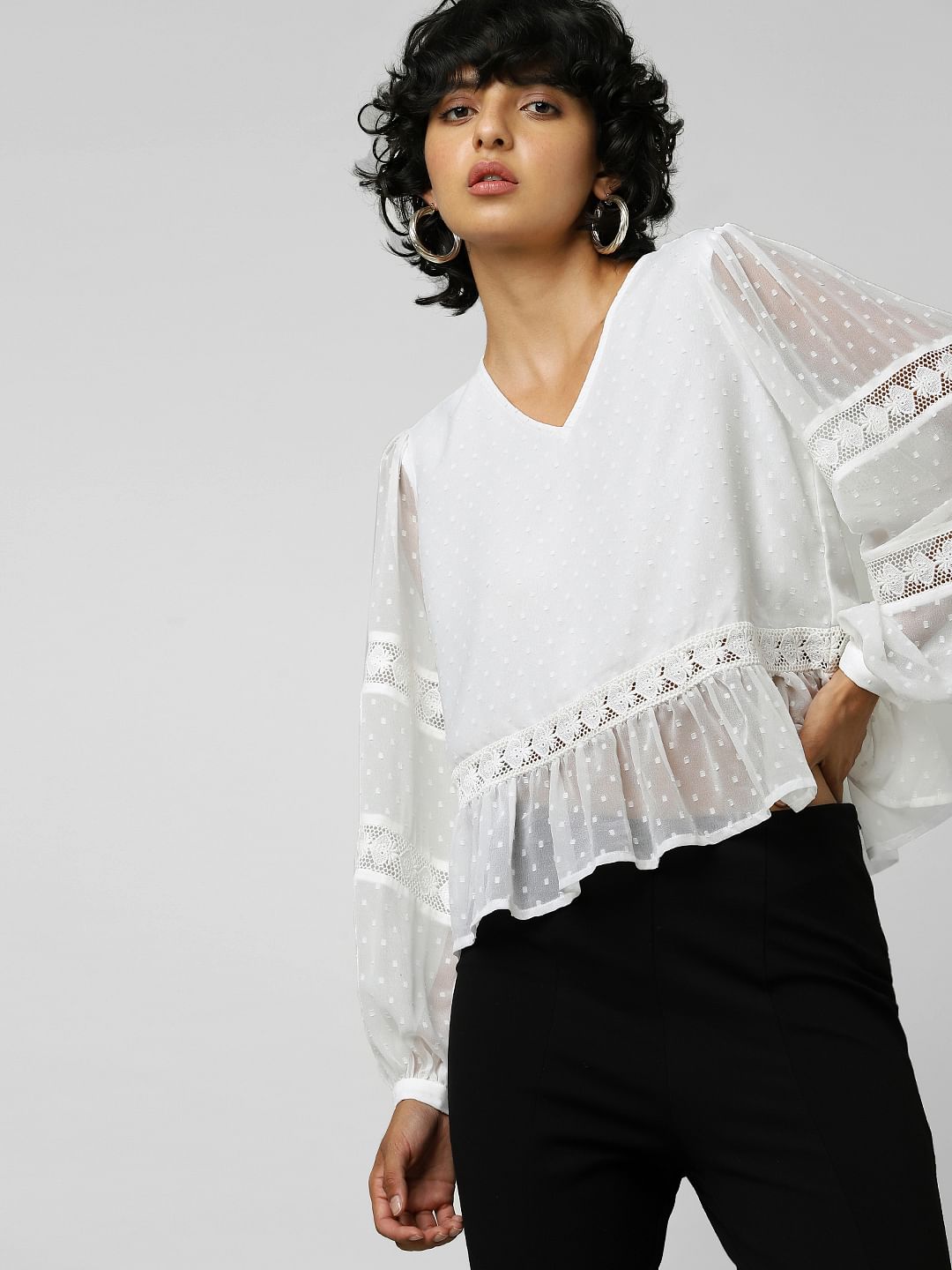 White Lace Insert Top