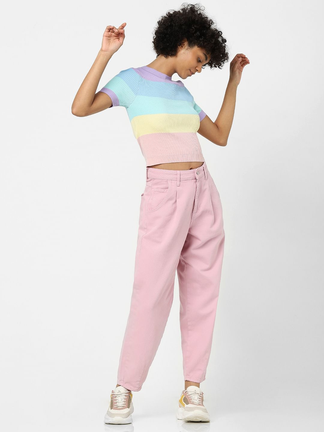 Purple Colourblocked Knit Top