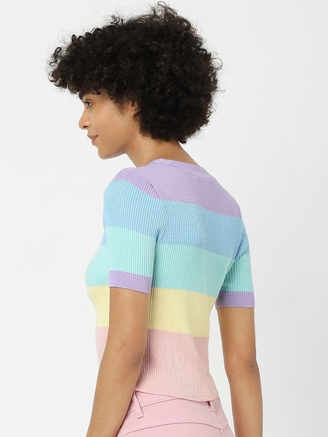 Purple Colourblocked Knit Top