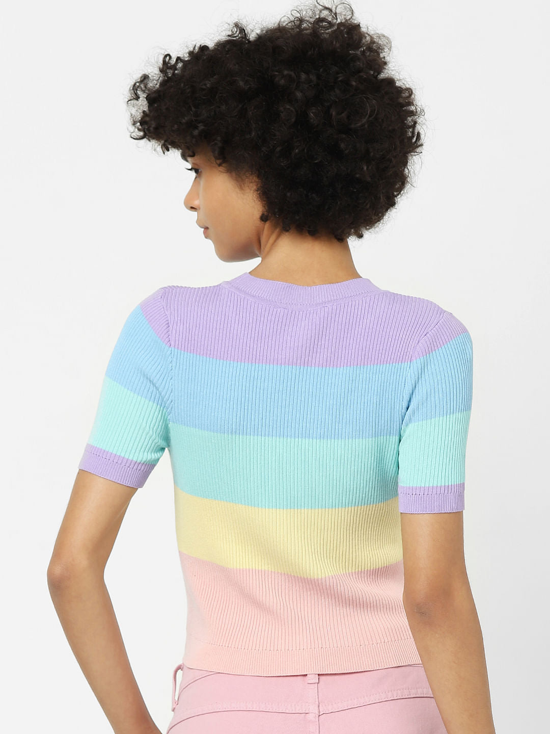 Purple Colourblocked Knit Top