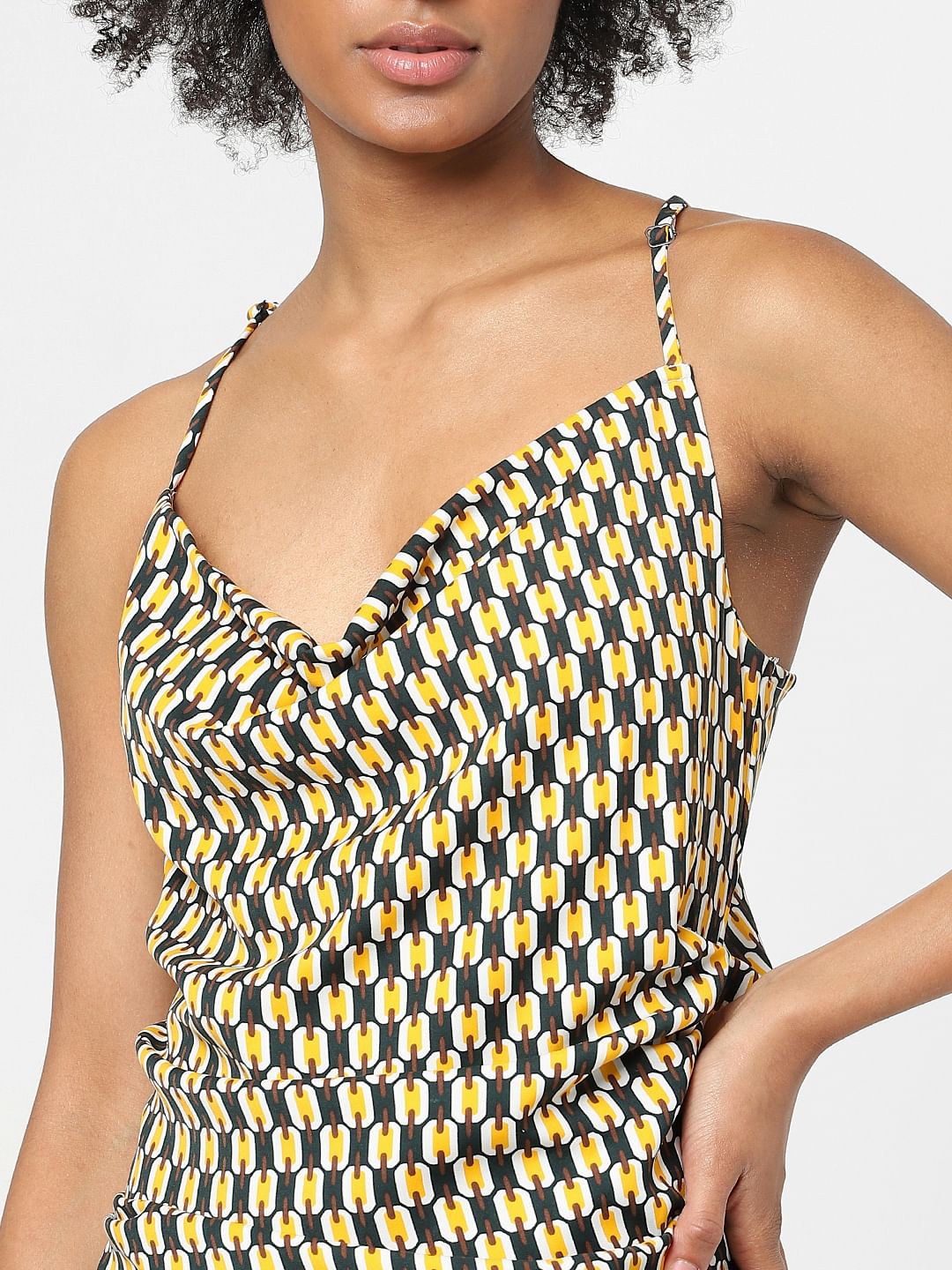 Yellow Printed Slip Dress