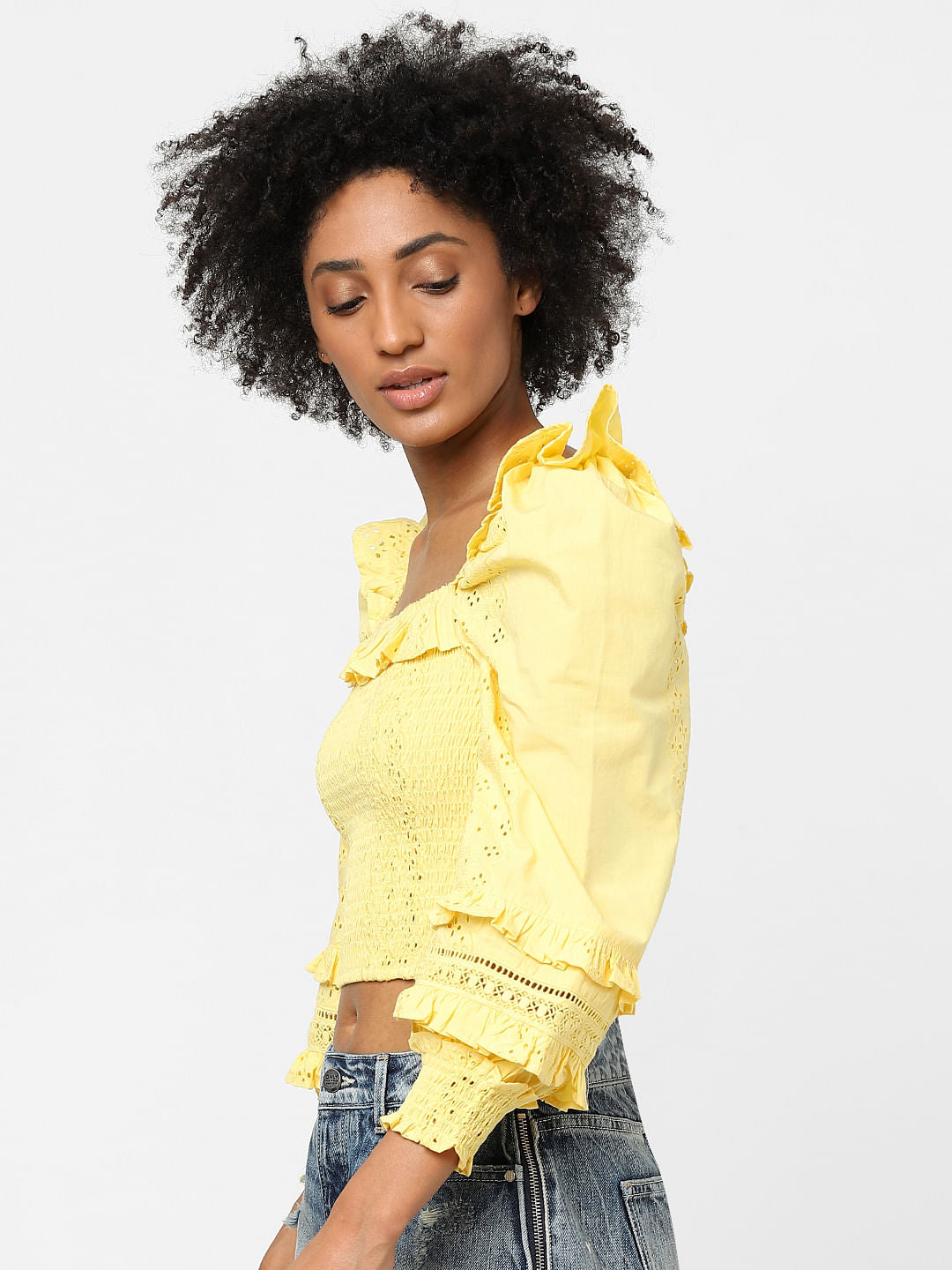 Yellow Schiffli Top