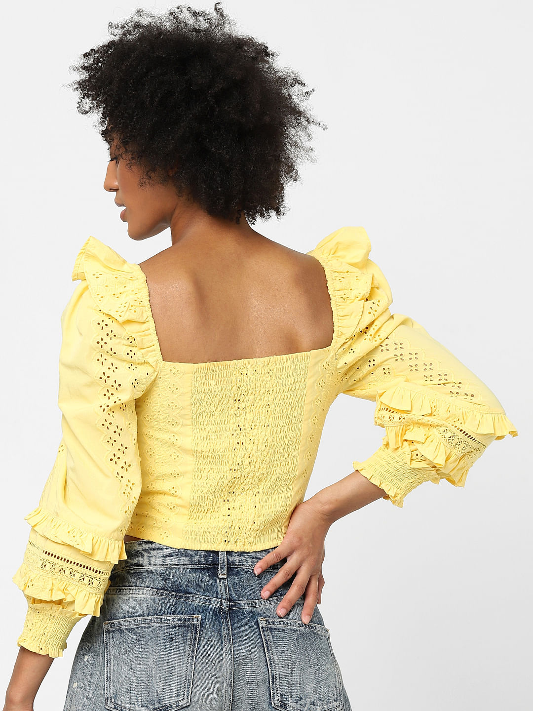 Yellow Schiffli Top