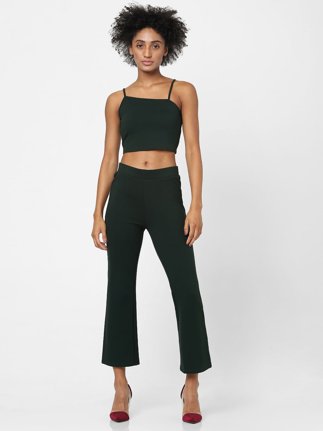 Green Strappy Co-Ord Crop Top