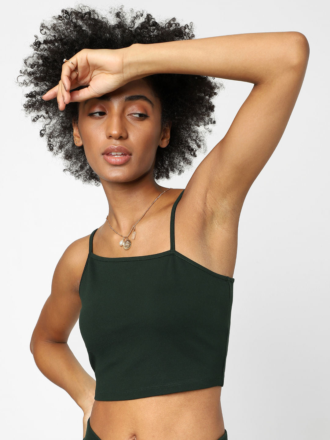Green Strappy Co-Ord Crop Top