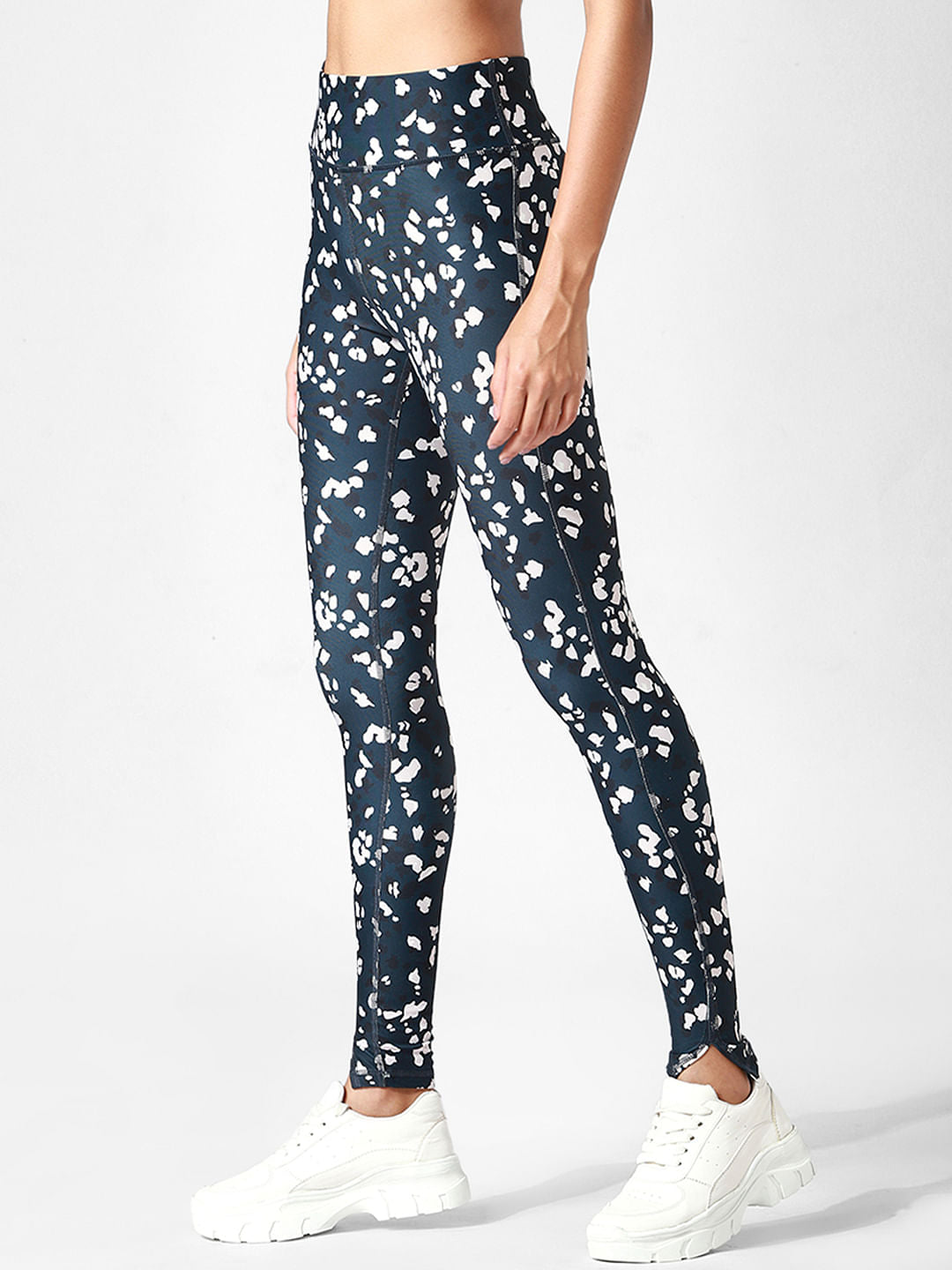 Blue High Rise Printed Co-Ord Training Tights