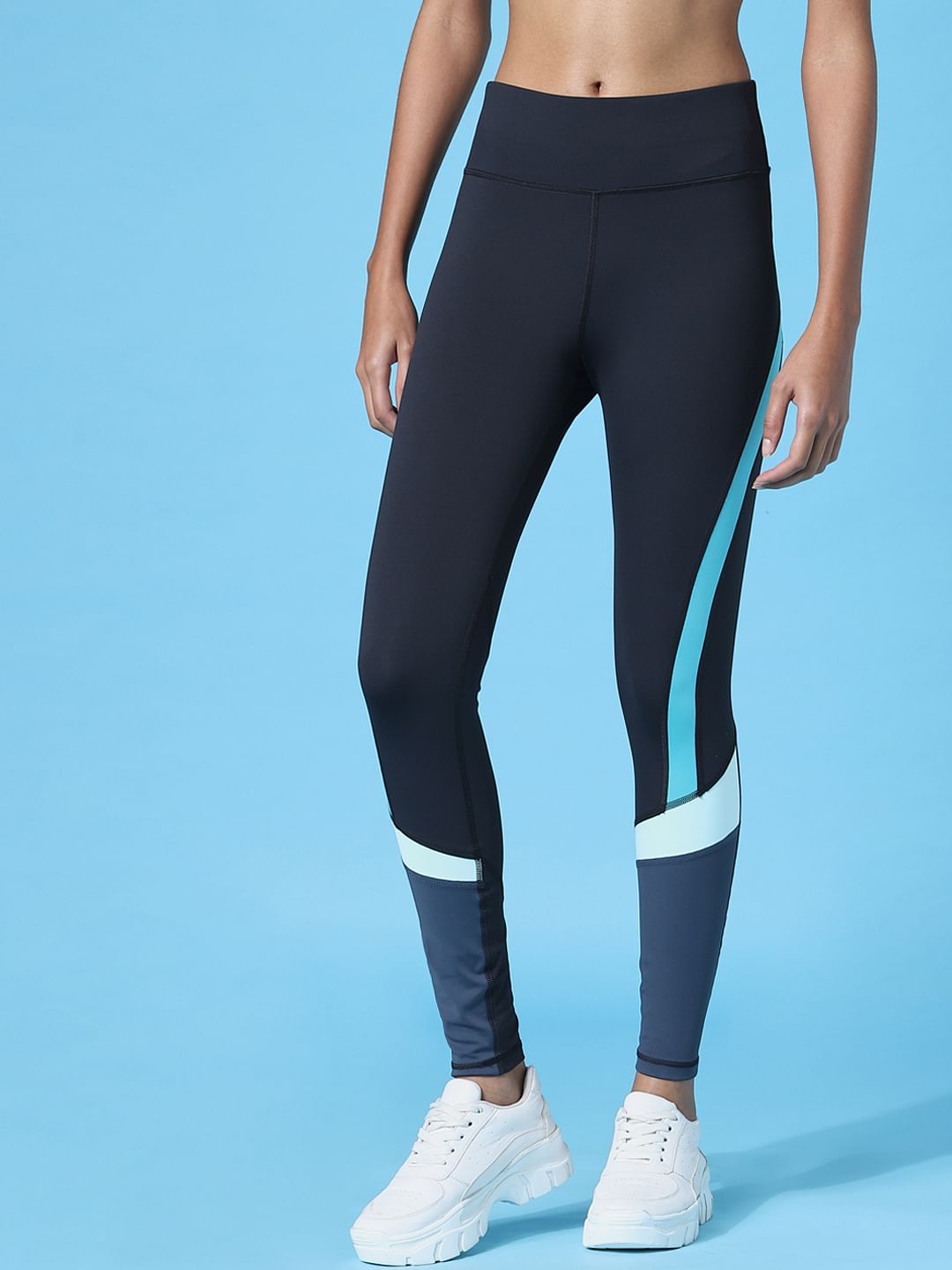 Play Black High Rise Colourblocked Training Tights