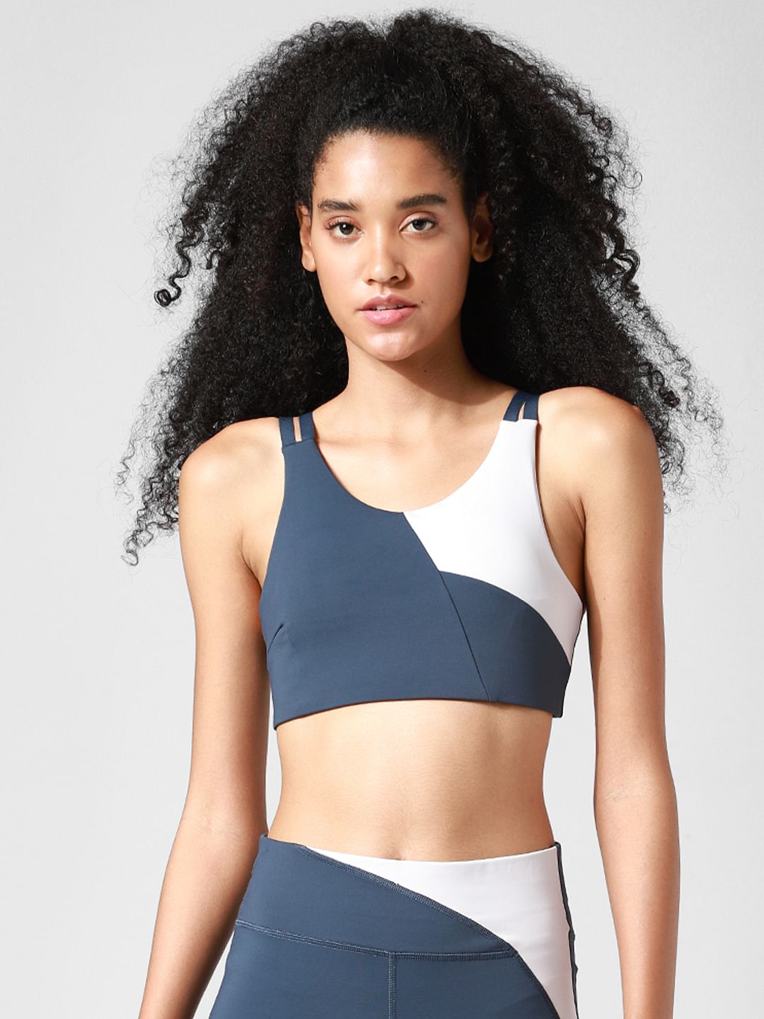 Blue Colourblocked Co-Ord Sports Bra
